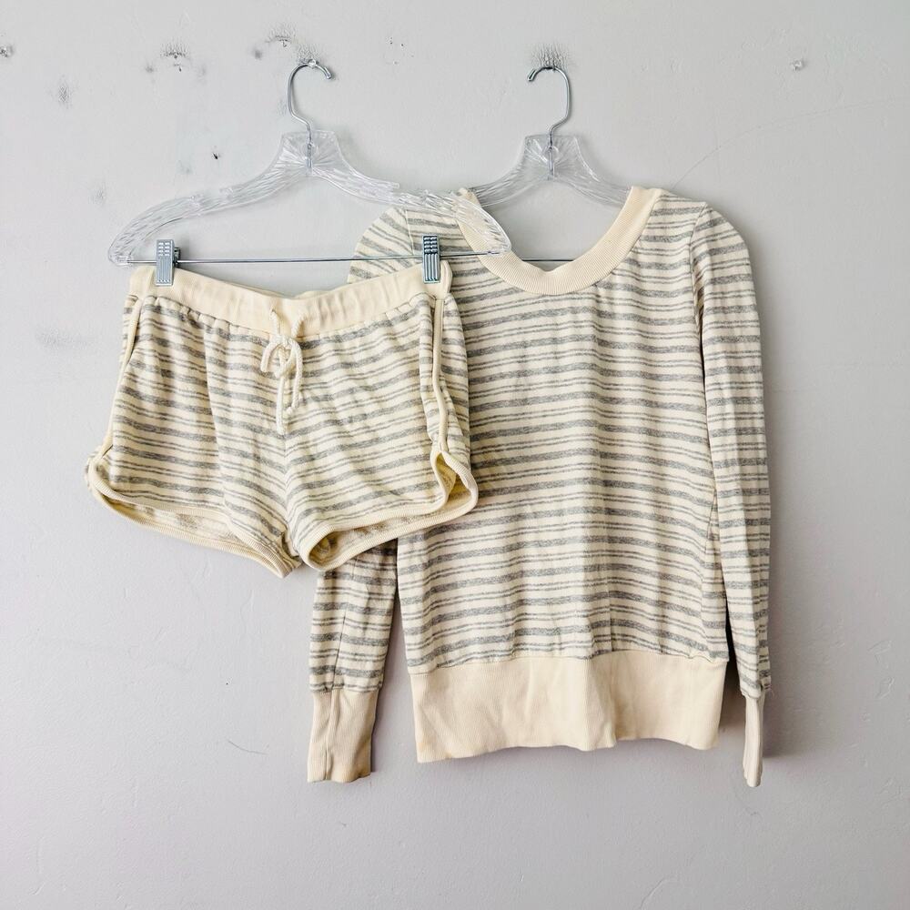 LA Made Beige And Gray French Terry Shirt And Short Set Women’s Size S